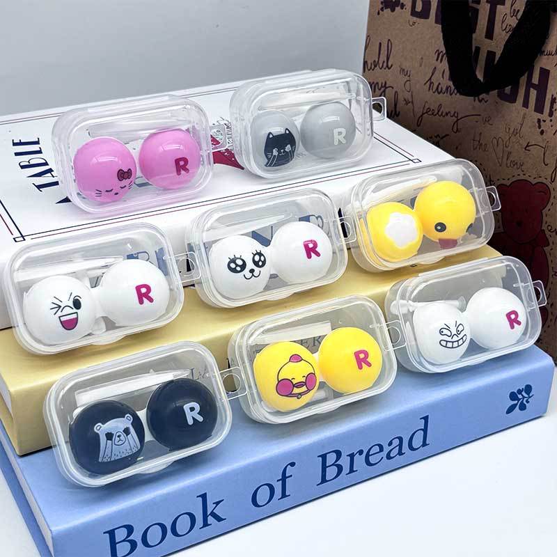 Cartoon Portable Simple Storage Companion Case for Contact Lenses, Double Care Case for Girls' Colored Lenses, Ins Style