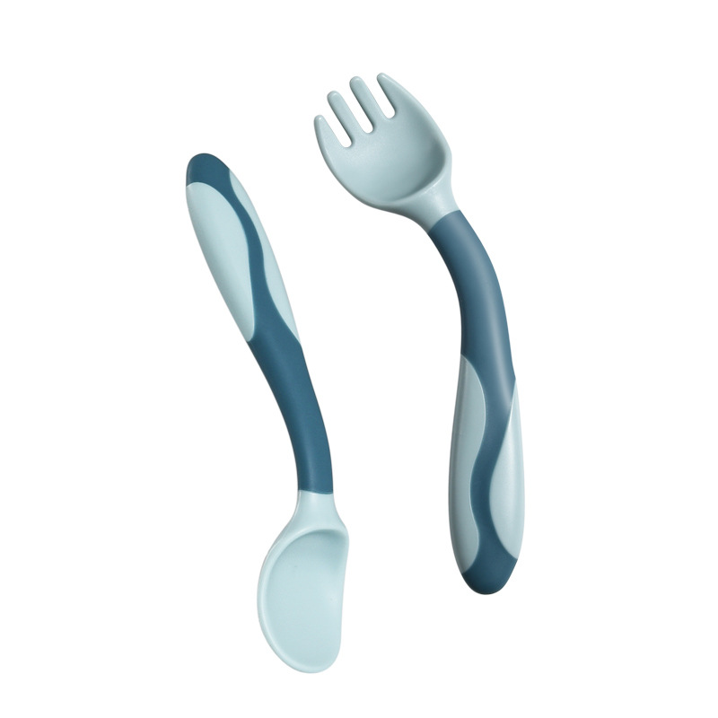 Baby food supplement spoon flexible twisted fork spoon baby eating spoon training fork spoon left and right hand children's tableware