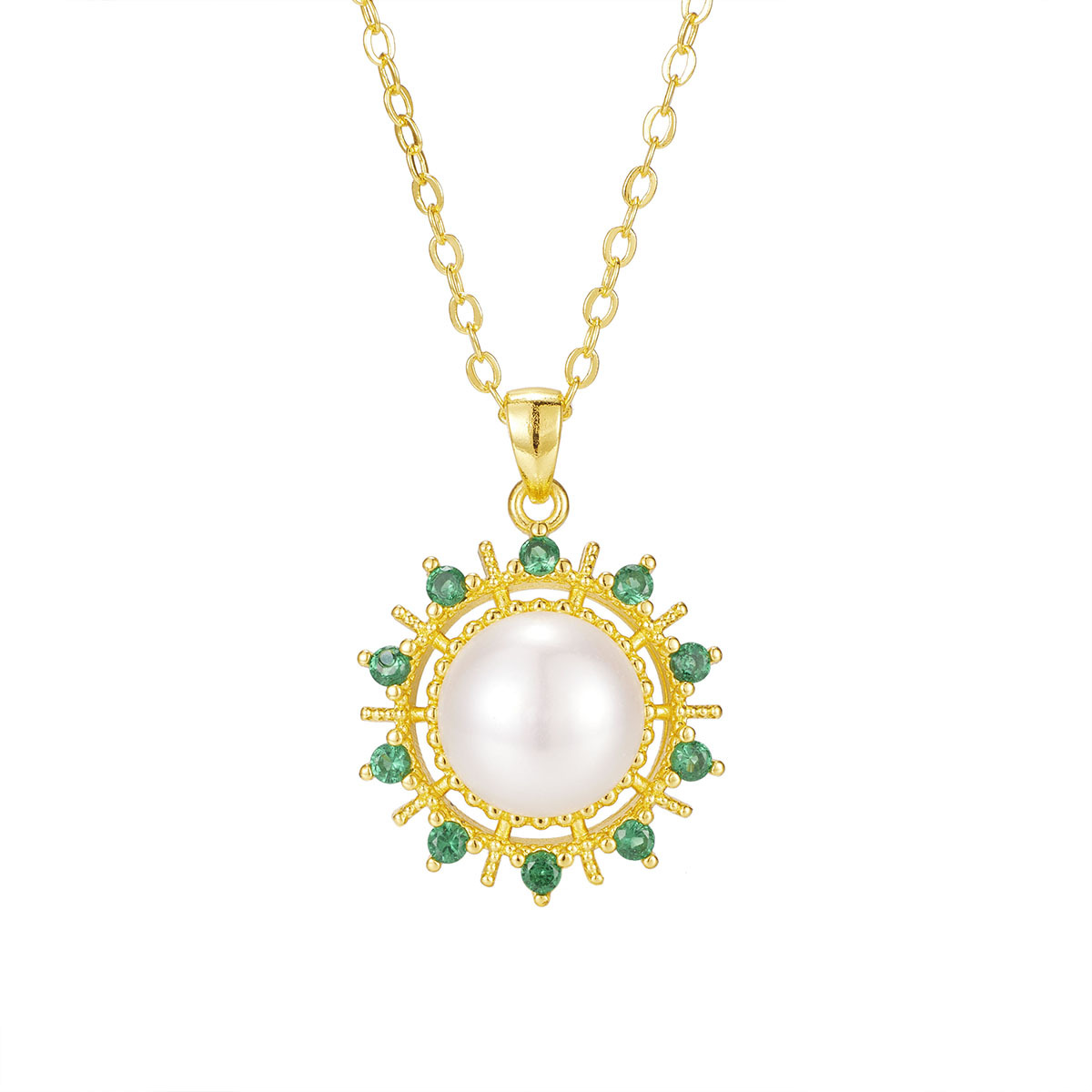 Sunflower Pearl Set Jewelry Women's Micro Diamond Fashionable Elegant Retro Design Flower Earrings Wholesale