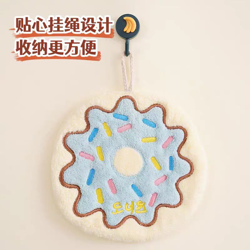 Cartoon Baking Kitchen Hanging Towel Absorbent Quick-drying Thickened Children's Coral Fleece Soft Cute Food Towel