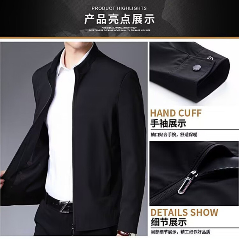Men's Jacket Spring and Autumn New Casual Jacket Men's Middle-aged Men's Top Loose Collar Business Dad's Top