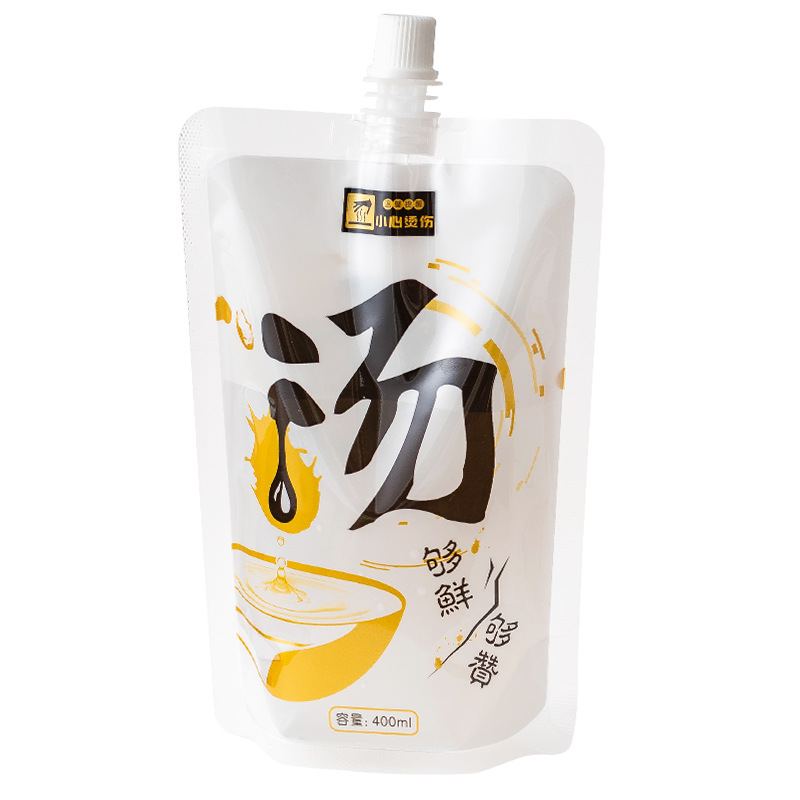 Disposable portable soup bag transparent self-standing nozzle bag bean preservation bag pulp high temperature resistant liquid packaging sub-packaging bag