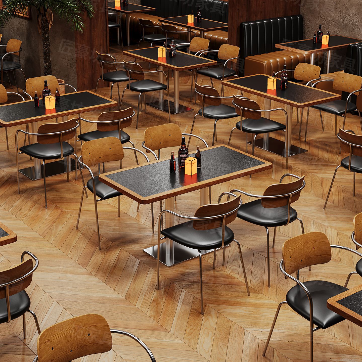 American Retro Tavern Tables and Chairs Western Restaurant Dining Table and Chair Combination Music Dining Bar Bar Cafe Shop Table and Chairs