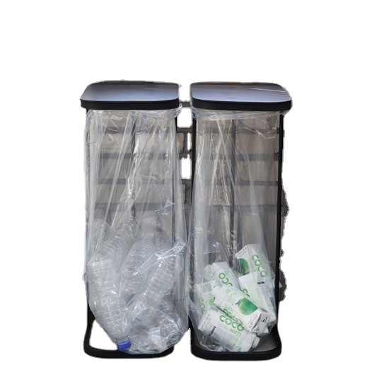 Cross-Border Popular Large 3-Hole 60cm Height Sorting Trash Rack Simple High-Value Trash Bag Rack with Flip Lid