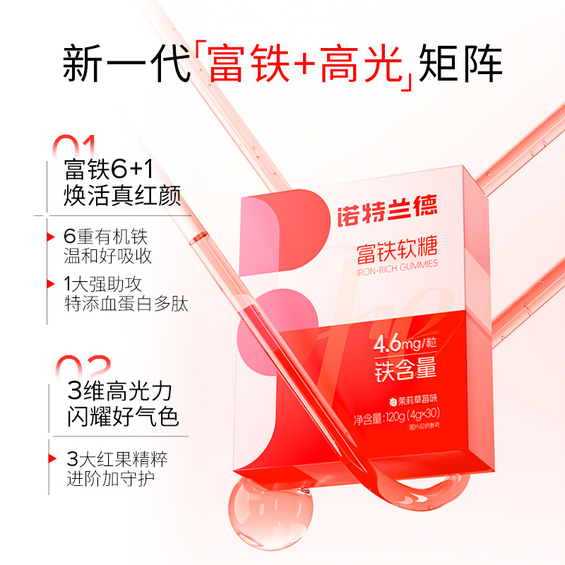 Notte Land Iron Gummies 30 Iron Supplement Gummies Jasmine Strawberry Flavor Mom's Nutritional Good Complexion during Lactation