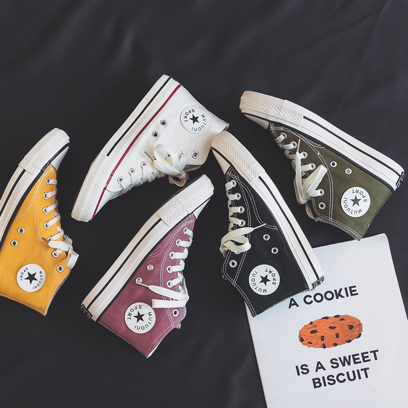 Высокие канвасные туфли 1970-х, корейский стиль, универсальные, повседневные кроссовки, вулканизированные, для пар