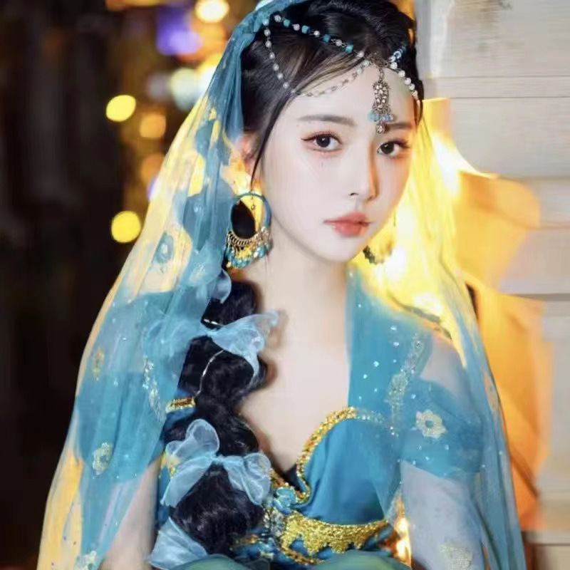 European and American Hot-Selling Retro Tassel Exotic Headwear Bohemian Handmade Blue Bead Performance Clothing Accessories Headband