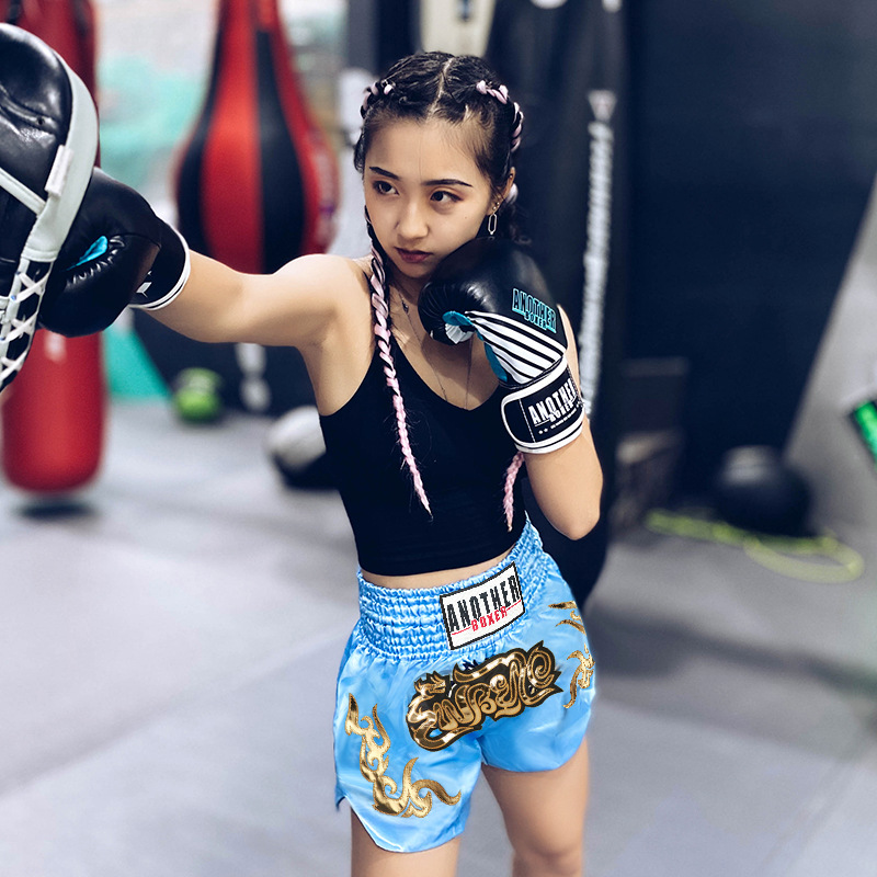 New Solid Color Boxer Shorts Fighting Sanda Kicking Pants Thai Style Muay Thai Shorts Kids Adult
