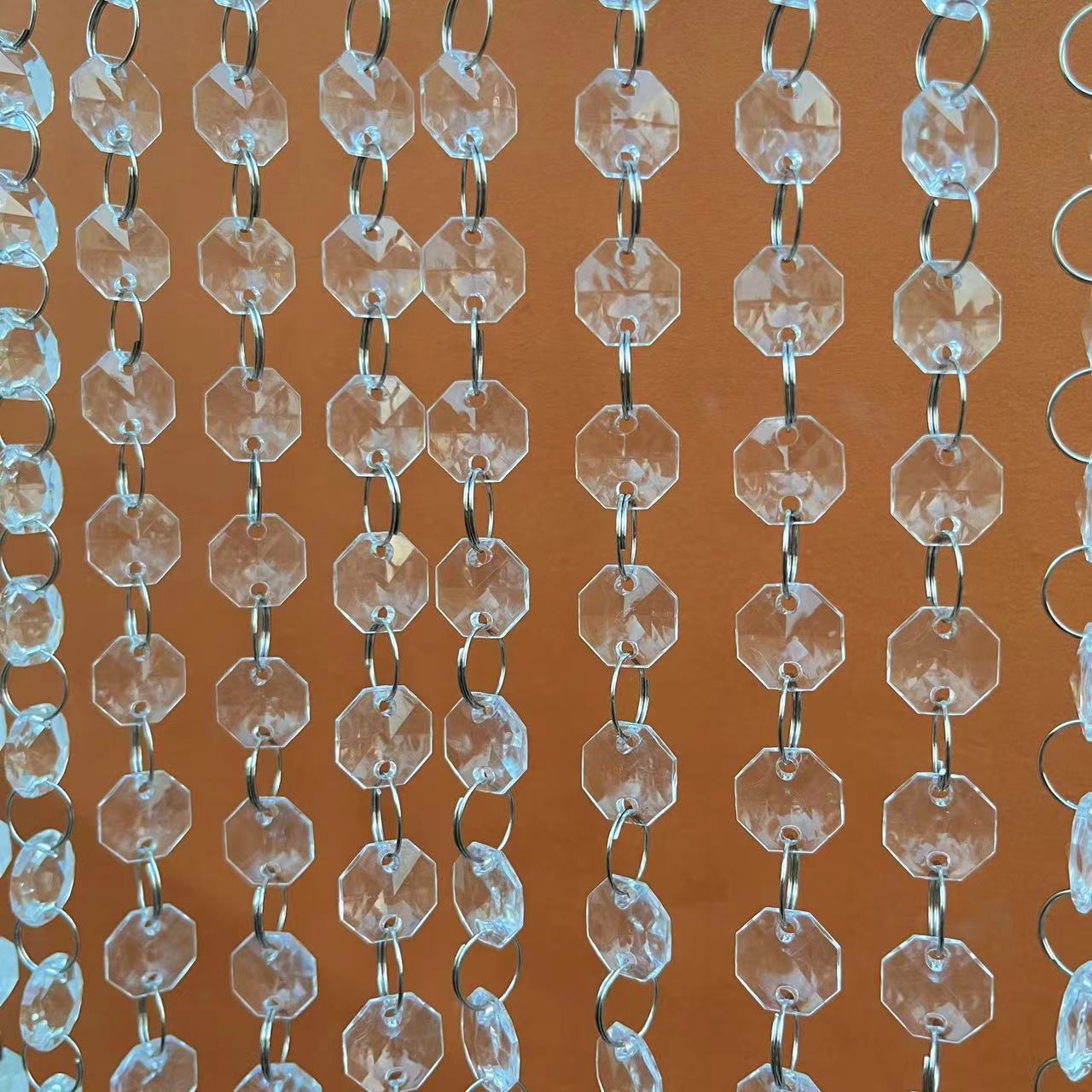 Acrylic Wedding Crystal Bead Curtain Bead Chain Wedding Scene Stage Ceiling Decoration Bead String Octagonal Bead Partition