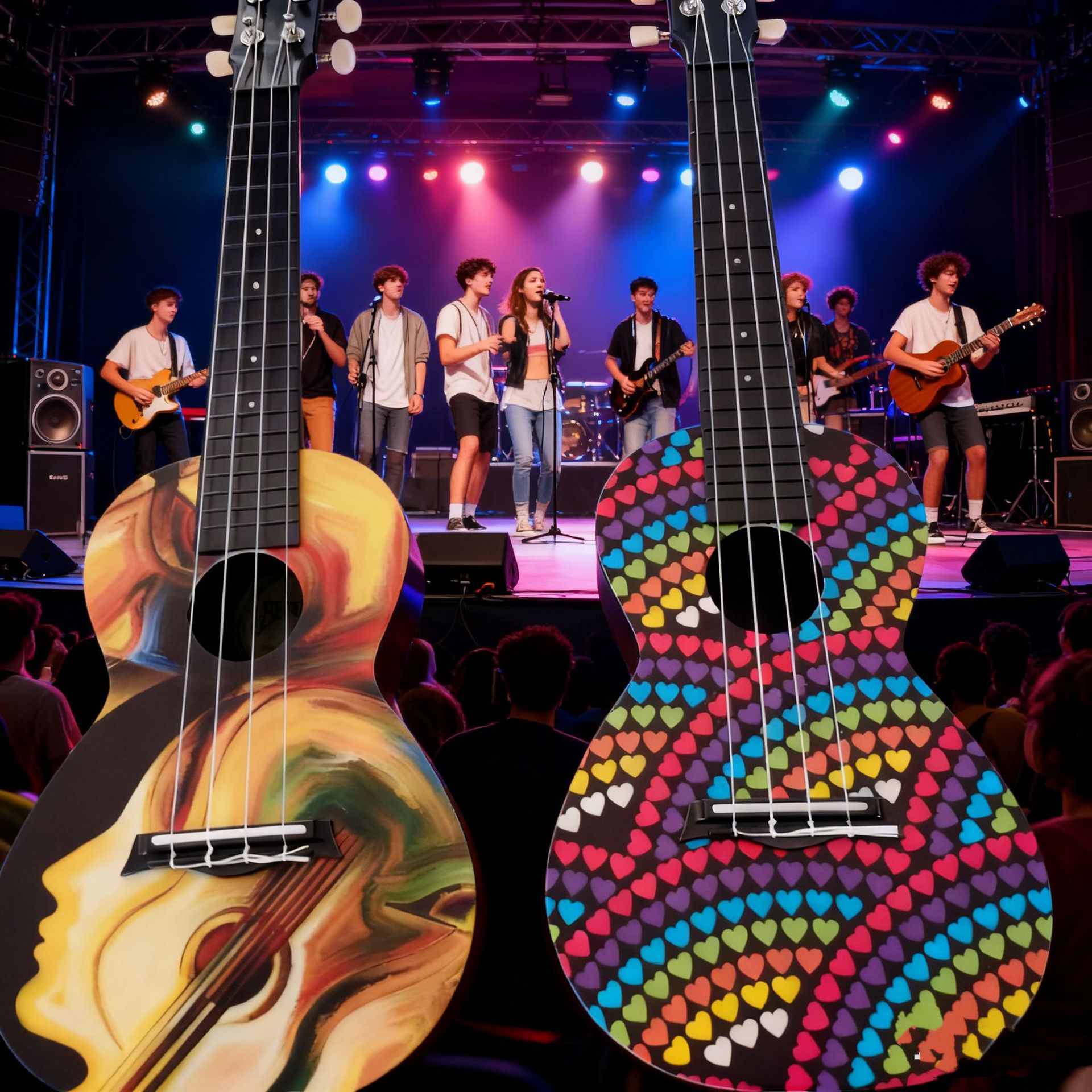 Укулеле для детей, начинающих, 23 дюйма, маленькая четырехструнная гитара, настраиваемый музыкальный инструмент