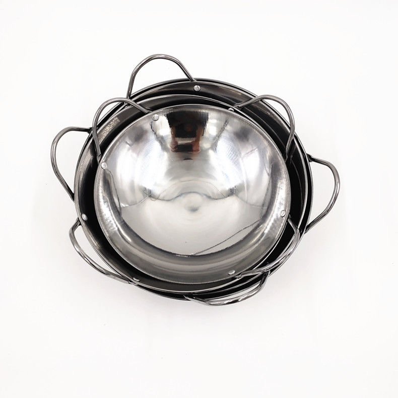 Stainless Steel Pot Bar Tripod Commercial Small Hot Pot Dry Pot Alcohol Stove Hot Pot Basin Shallow Bottom Frying Pan Thickeneded Dry Pot