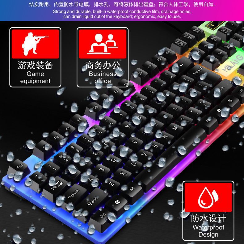 Milang T6 E-Sports Luminous Gaming Keyboard and Mouse Set Desktop All-In-One Office Home Keyboard and Mouse Cross-Border