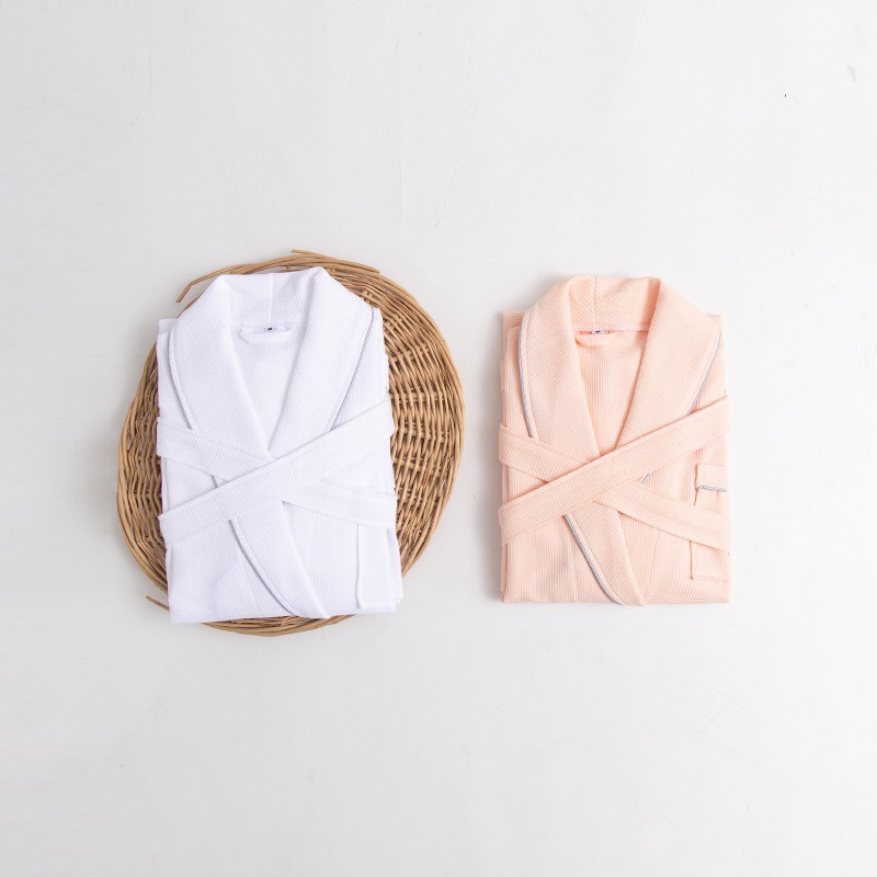 Honeycomb Waffle Bathrobe Hotel Homestay Four Seasons Cotton Bathrobe Couple's Home Clothes Absorbent Sweat Steamed Nightgown for Men and Women