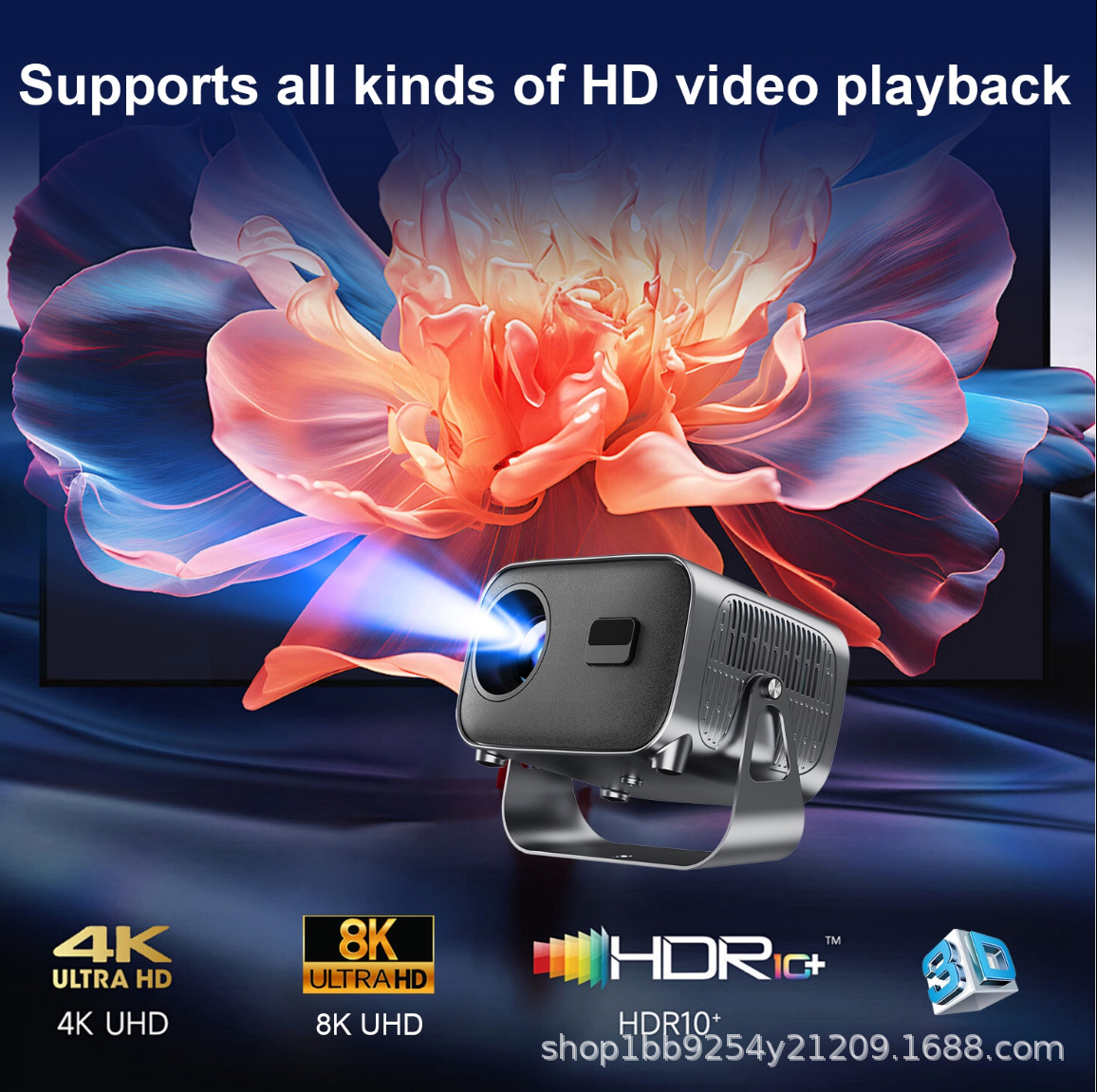 Cross-Border Source V8 Projector Smart Home Office 720P High-Definition Portable Outdoor Camping Low-Noise Factory Direct Supply