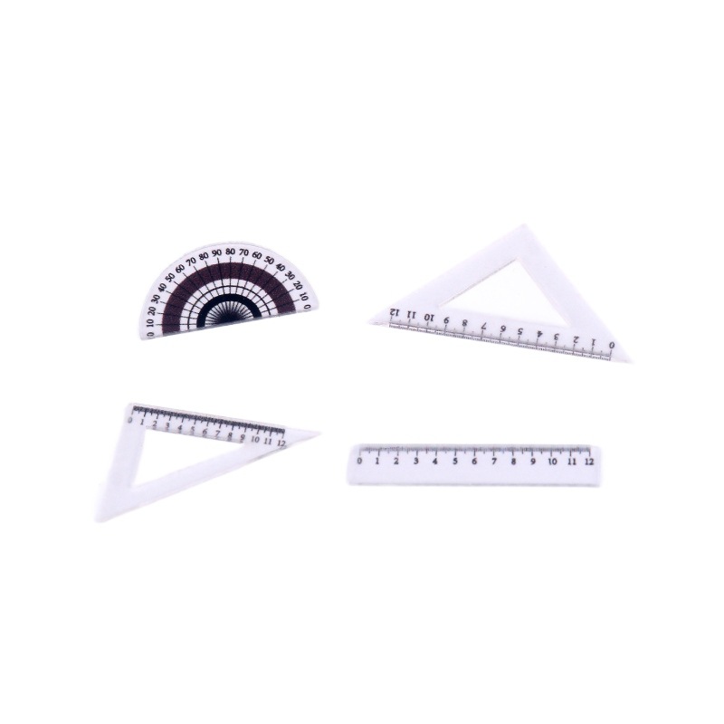 Dollhouse Artificial Mini Ruler Triangle Ruler Miniature Creative School Supplies Doll House Model Accessories