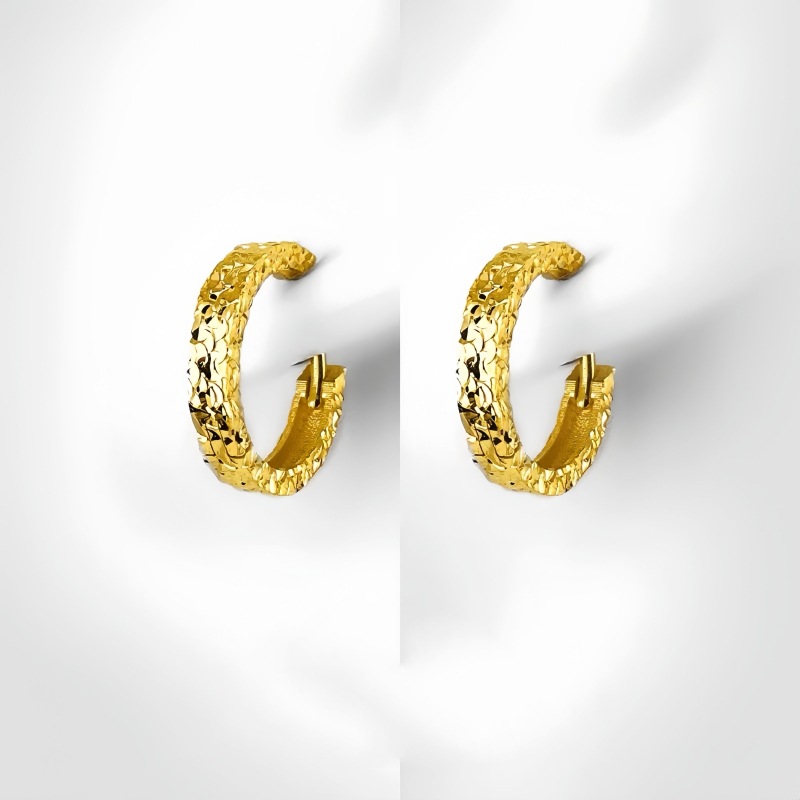 18K Crushed Ice Ear Cuffs, Rose Gold Wax Electroplated Style, 750 Colored Gold Brass Earrings, Niche Earrings Factory