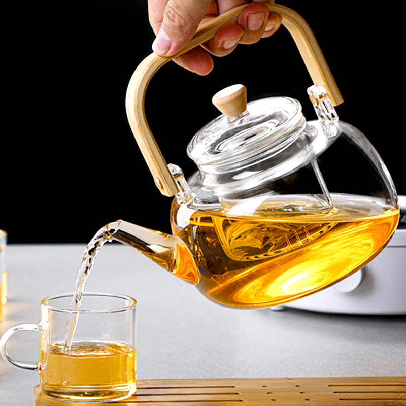 In-Stock Glass Teapot with Handle, Heat-Resistant Kettle for Boiling Water and Brewing Tea, Health-Preserving Teapot, Tea Brewing Device, 1000ml