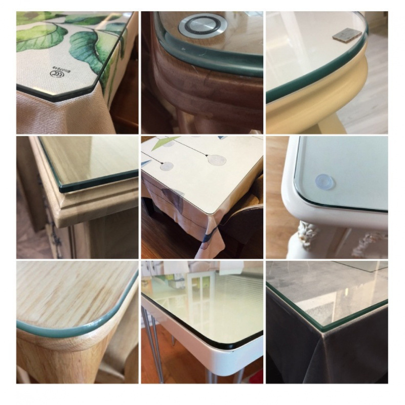 Tempered Glass Tabletop Household Coffee Table Dining Table Square Round Rectangular European Glass Plate