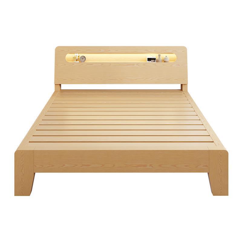 Solid Wood Bed Modern Simple Double Bed 1.8m Hardwood Bed 1.5 Rental Room Economical 1.2m Single Bed Frame