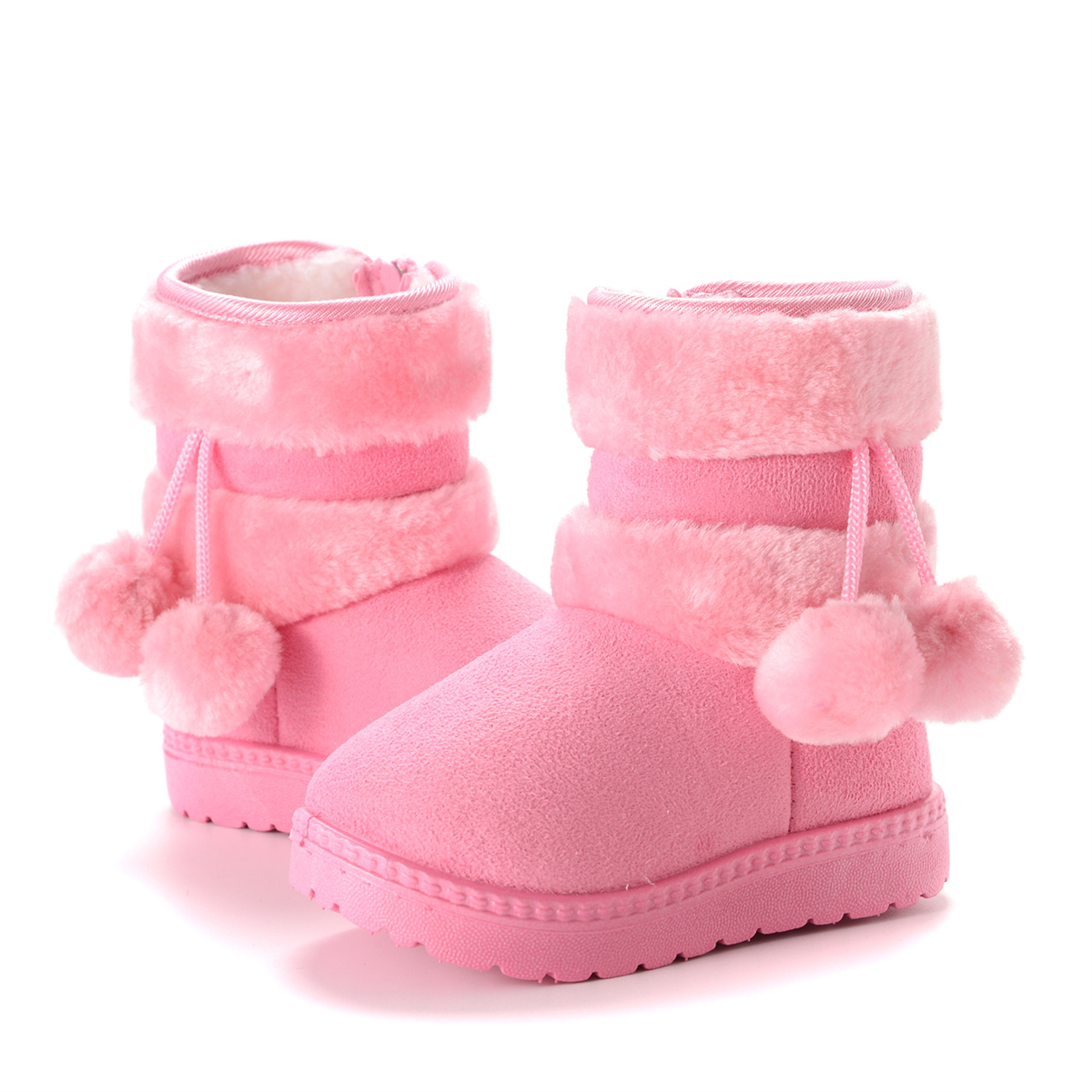Cross-Border Children's Shoes 2025 Pom-Pom Snow Boots Thickened Children's Warm Winter Cotton Shoes Manufacturer Wholesale Dropshipping
