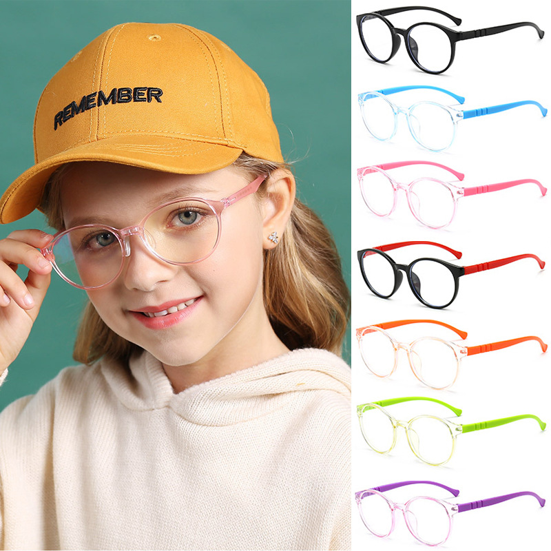 New Kidsren's Anti-Blue Light Glasses, Fashionable and Lightweight Goggles, Round Frame Glasses for Boys and Girls, Kidsren's Frame Glasses 1013