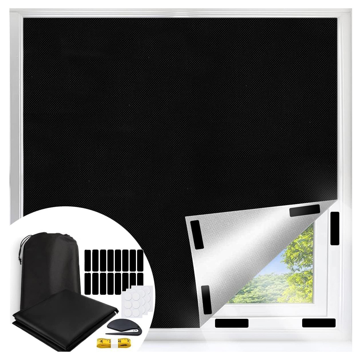 Cross-Border Portable Cuttable Curtain Fabric, Fully Blackout Silver-Coated 420D Oxford Cloth Travel Sunshade Curtain Fabric