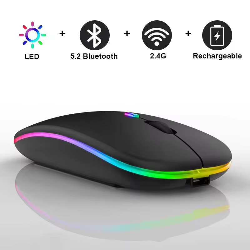 Bluetooth Mouse Factory Direct Sales, New Wireless Silent Design with Light-Up Feature, Suitable for Office Use, Cross-Border Exclusive Supply