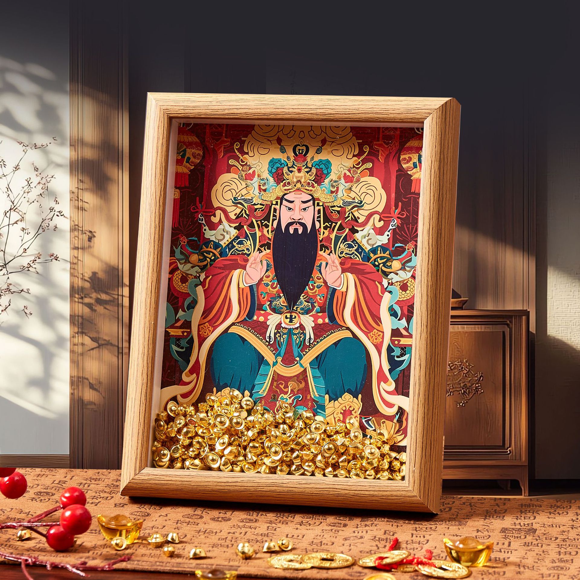 Настенная живопись с богом богатства, традиционная китайская живопись для гостиной
