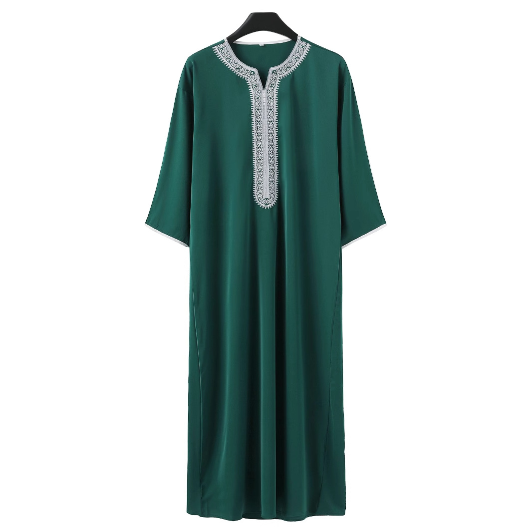 Новая арабская абая 2024, средние длинные рукава, вышитая, для мусульман