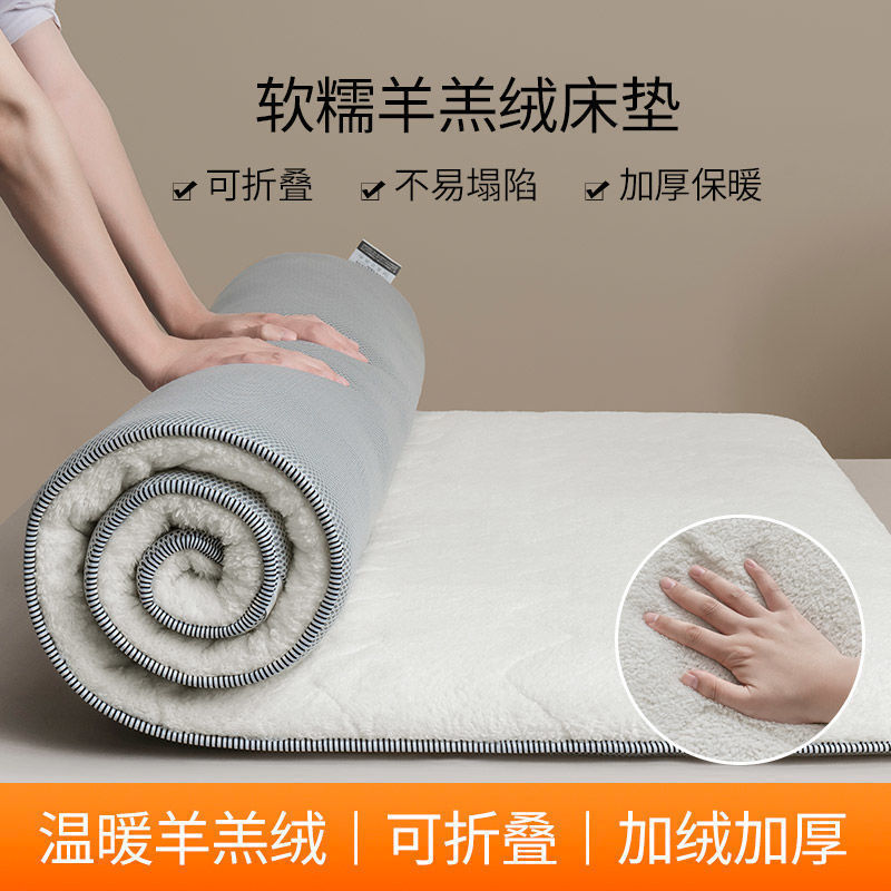 Thickened Lamb Velvet Mattress Cushion Home Mattress Warm Winter Student Dormitory Single Rental Special Cushion Back
