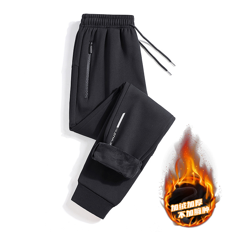 Fleece-Lined Thickened L-8Xl Cross-Border Plus-Size Men's Pants, Men's Sports Long Pants, Korean Style Trendy Casual Pants, Stylish