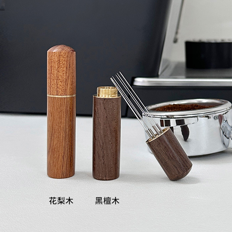 Italian Coffee Cloth Powder Needle Loose Agglomeration Stirring Needle Mini Portable Loose Powder Needle Needle Coffee Utensil Solid Wood