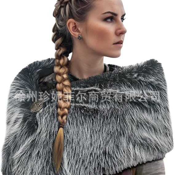 Кросс-бордерный викинг средневековый искусственный меховой шаль шарф меховые аксессуары для костюма воителя Хэллоуин накидка для мужчин и женщин