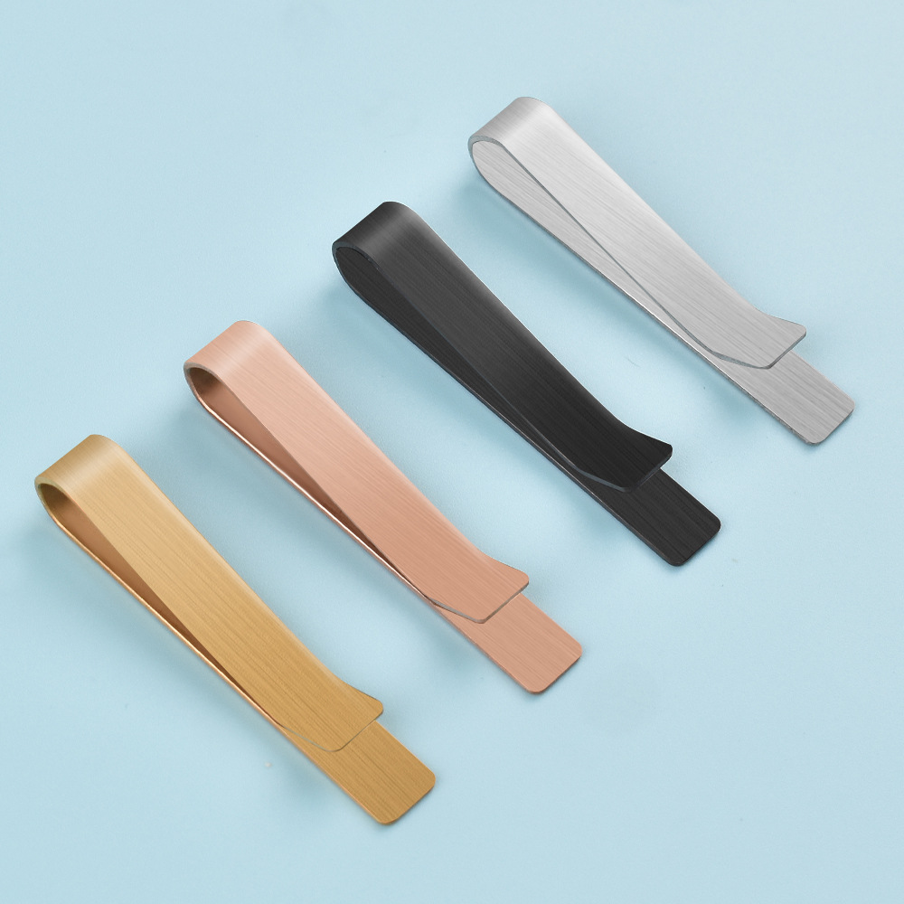 European and American cross-border new stainless steel mirror polished tie clip simple brushed laser wallet shirt clip