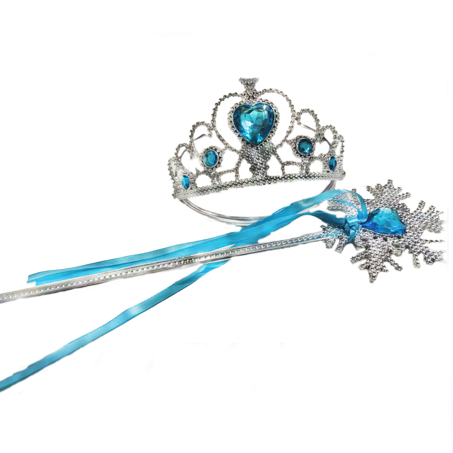 New Ice and Snow Jewelry Crown Magic Wand Wig Gloves Snowflake Cloak Ice and Snow Clothes Matching Jewelry