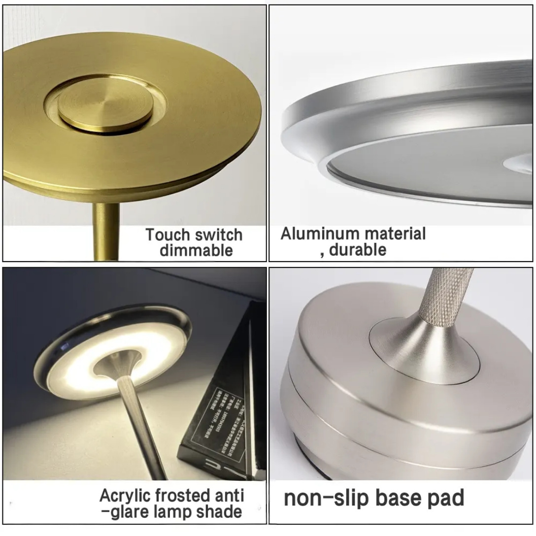 Aluminum Ufo 5V Ambient Table Lamp, Cordless, Home Decoration, USB Charging, Touch Control, Bedroom, Restaurant, Bar, Wireless