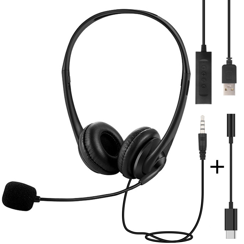 Популярная кросс-бордерная USB гарнитура для компьютера, онлайн-уроки, шумоподавление, 3.5 мм, гарнитура для деловых звонков