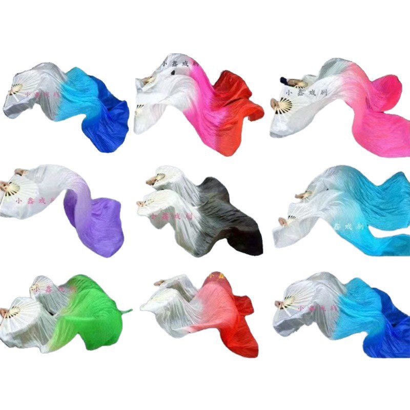 Hot Sale Dance Flame Fan Three Color Gradient Long Silk Dance Fan Adult Children Square Dance Yangko Fan Classical Dance Fan