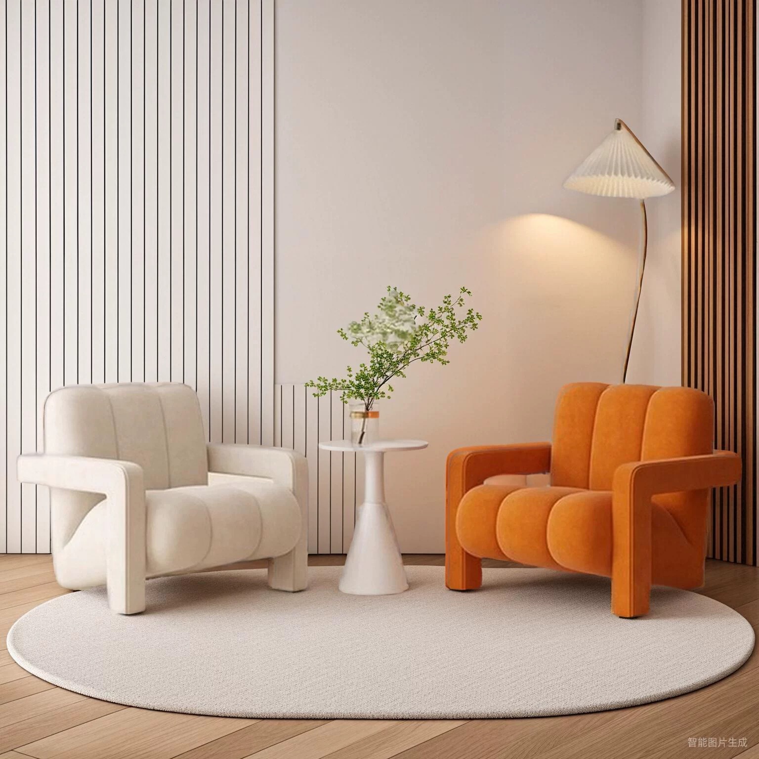 Cream Style Single Leisure Chair Light Luxury Sofa Designer Lazy Lamb Velvet Living Room Reception Single Chair