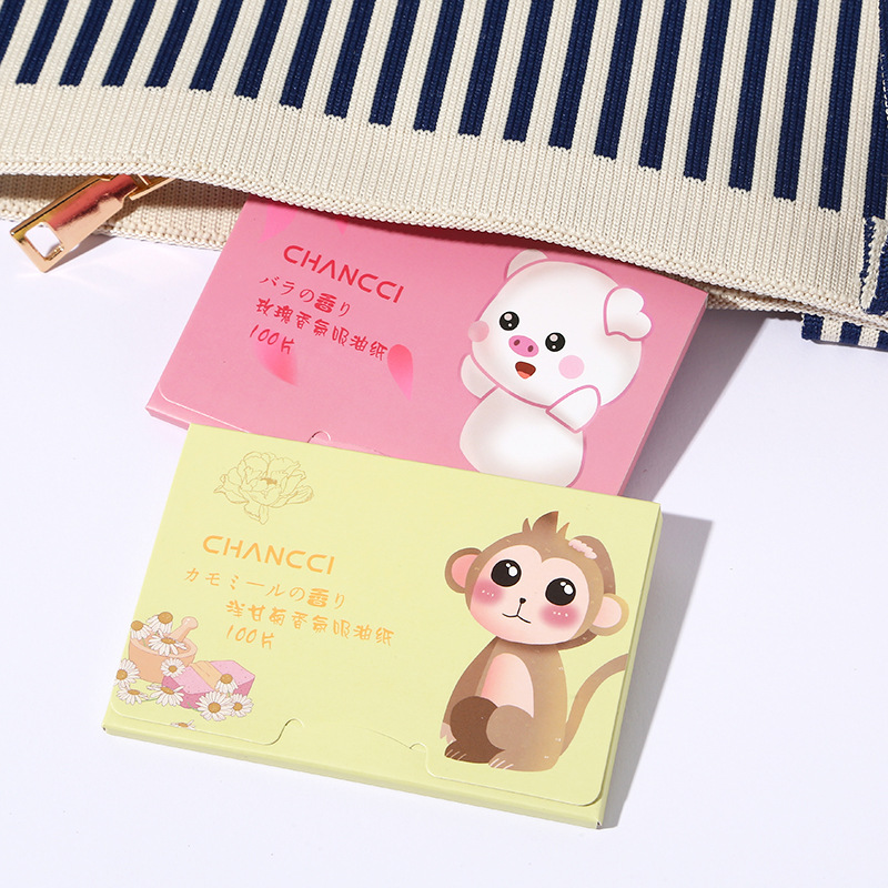 Ch Facial Oil-Absorbing Paper 100 Pieces Portable Removable Fragrance Oil-Absorbing Facial Paper Makeup Makeup Tools Dropshipping