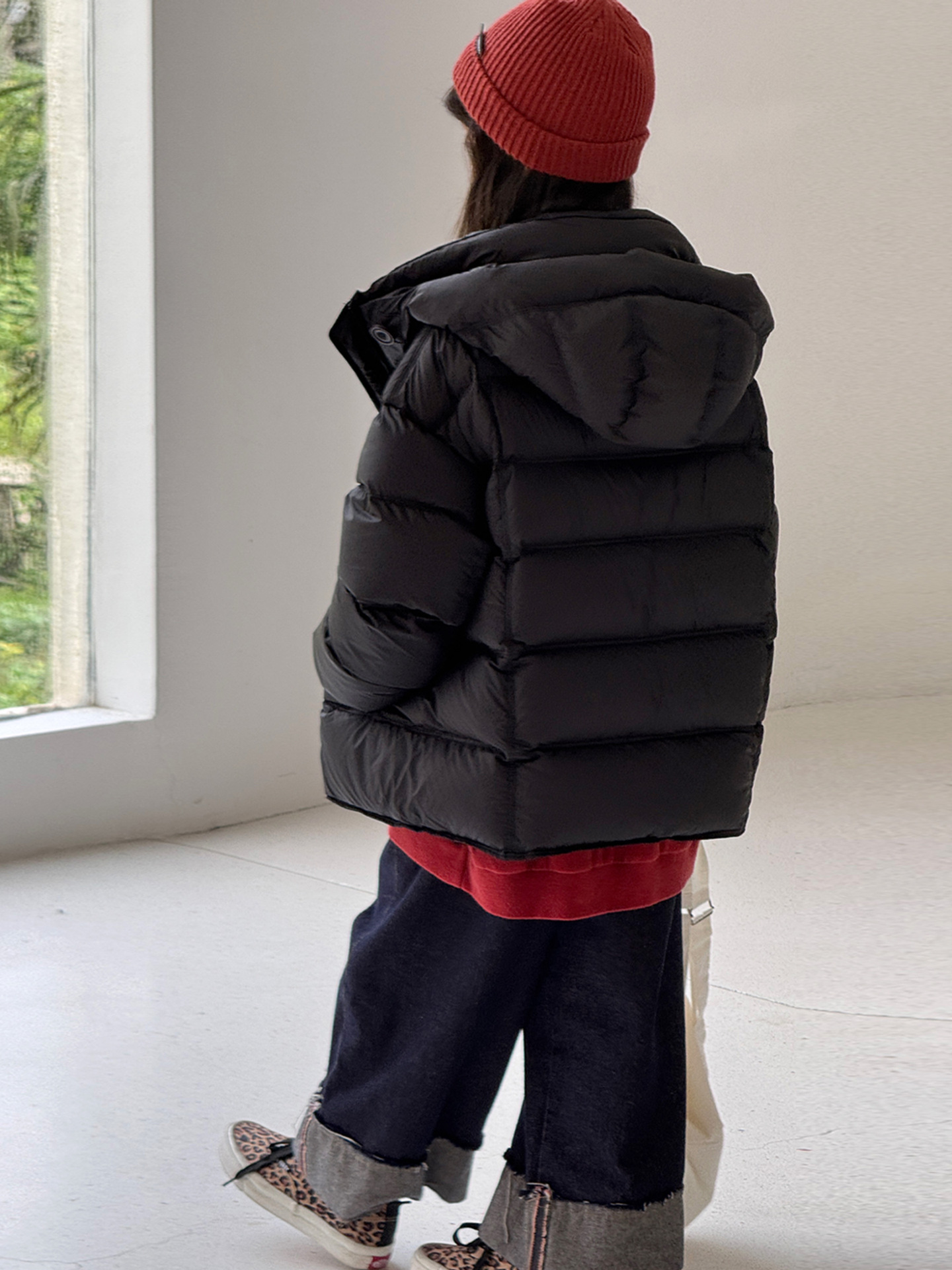 Children's down Jacket Korean Style New Boys and Girls Thick Hooded White Duck down Warm Puff Coat Trendy