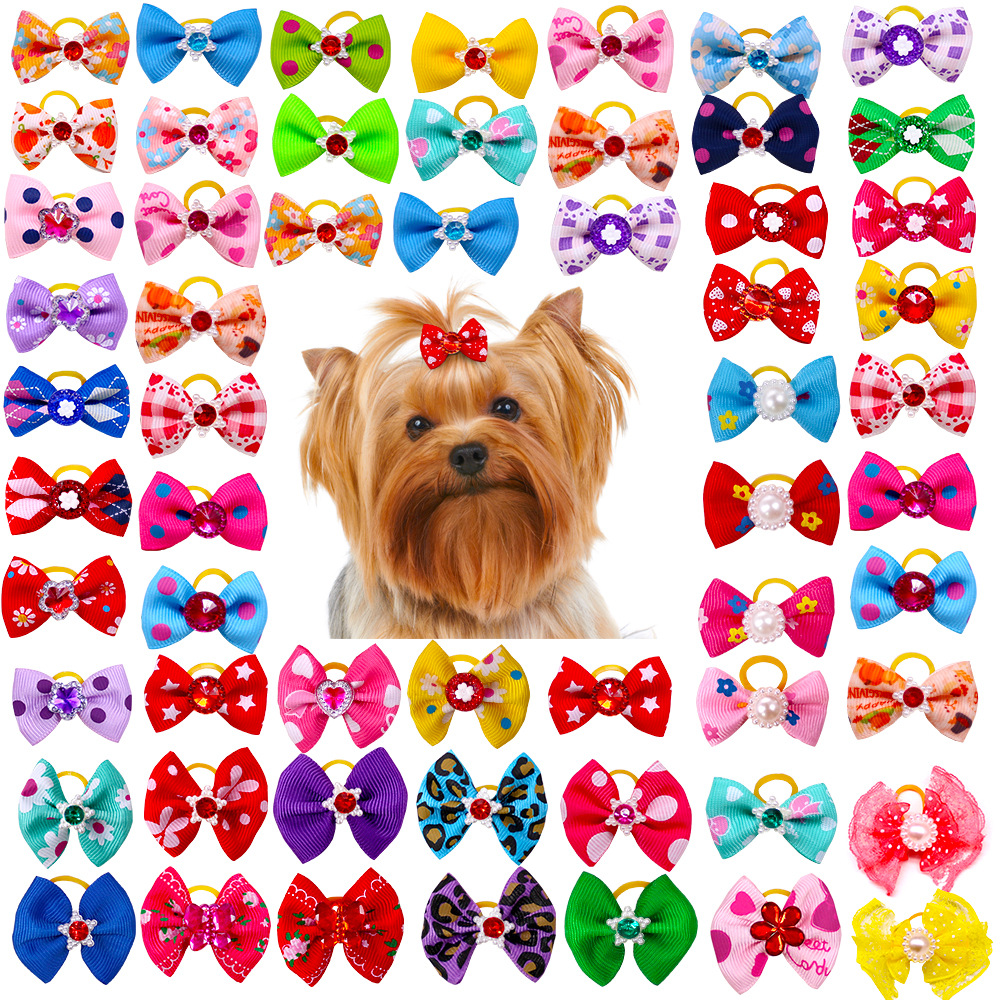 Hot Selling Pet Bow Head Flower Dog Headdress Rubber Band Pet Accessories Wholesale in Stock