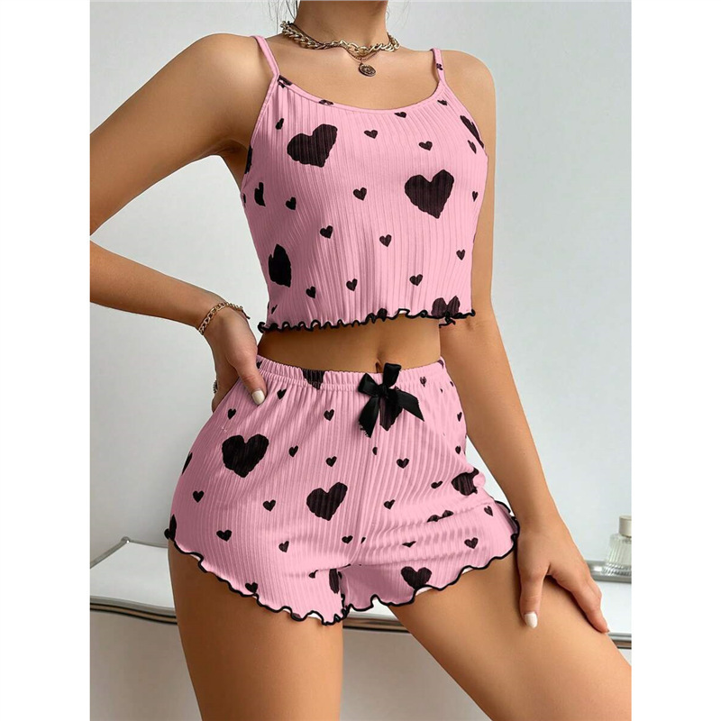European and American Cross-Border Home Wear Foreign Trade Dropshipping Aliexpress Cross-Border New Women's Home Wear Women's Fashion Heart-Shaped