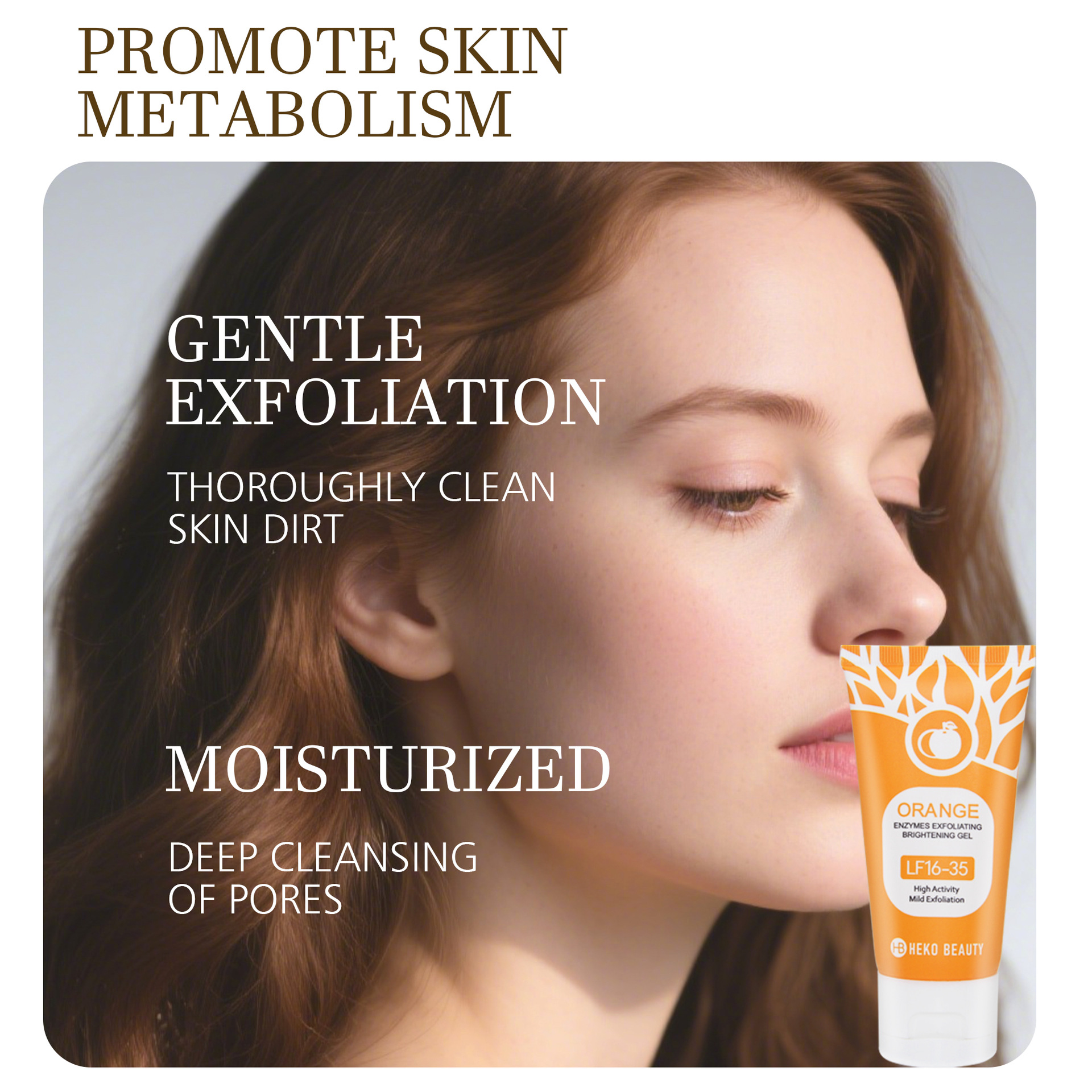 Cross-Border Hb Exfoliating Gel Orange Brightening Cleansing Facial Deep Cleansing Hair Tk Southeast Asia Foreign Trade