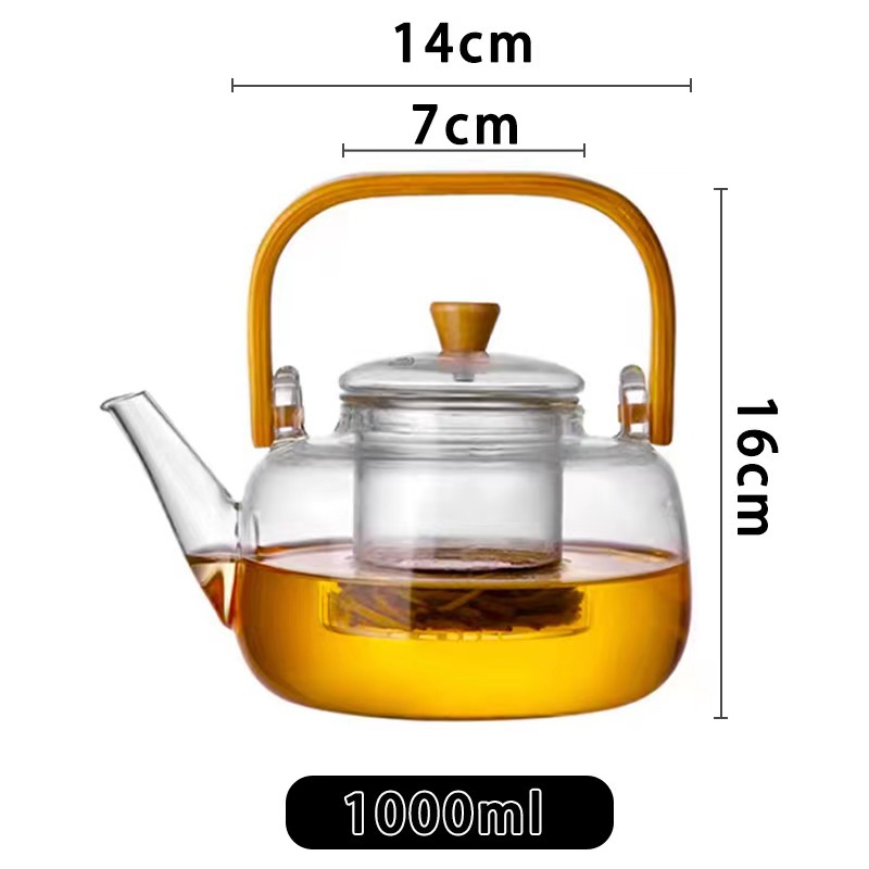 Tea Brewing Pot for Stove, High-Temperature Resistant Glass Teapot with Handle, Household Electric Ceramic Stove Teapot, Tea Set