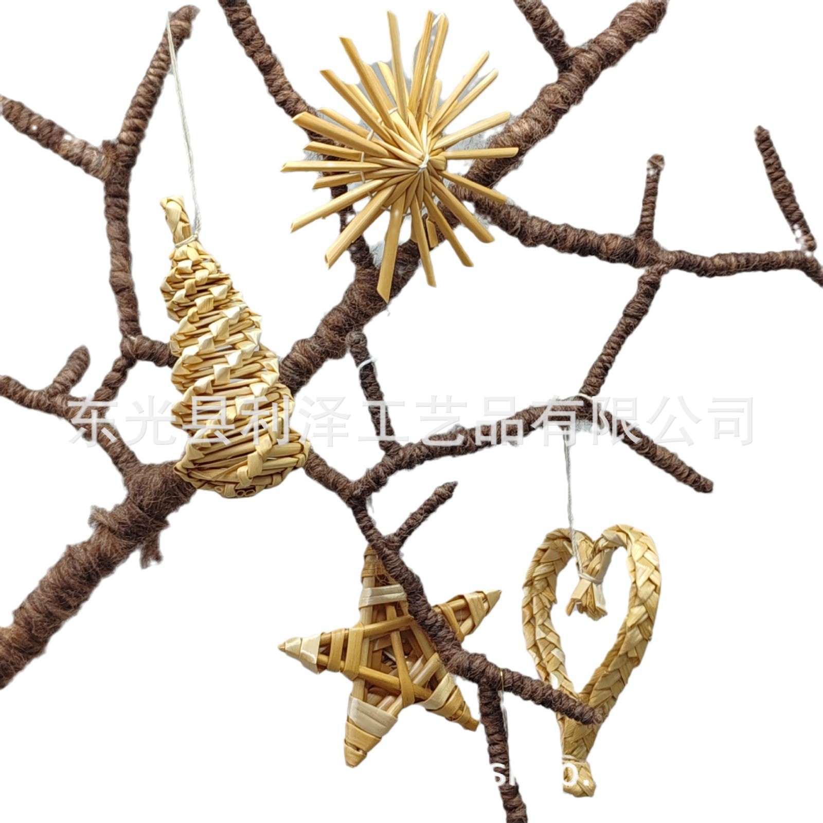 Nordic style hand-woven mini five-pointed star snowflake snowman Christmas tree pendant props decoration maker