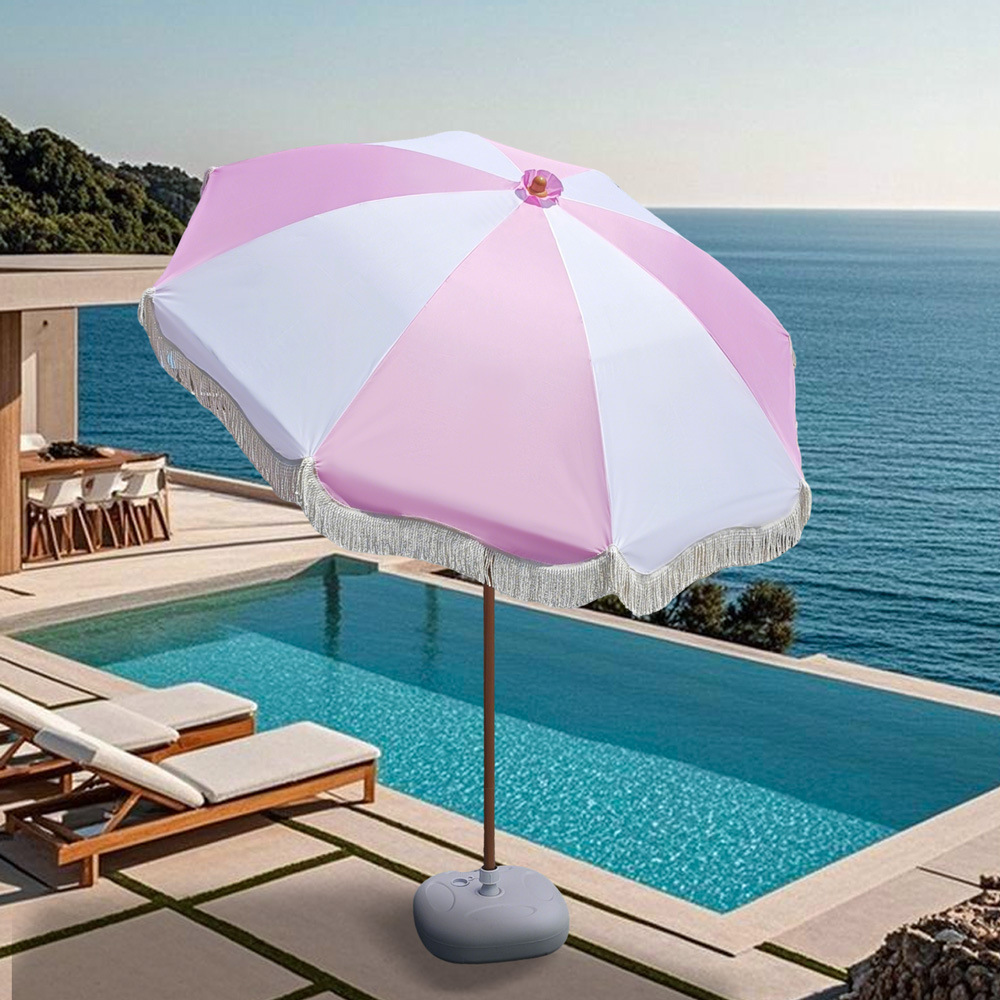 Outdoor Tassel Umbrella Seaside Vacation Beach Umbrella Sun Umbrella Outdoor Leisure Courtyard Sun Protection Camping Parasol Wholesale