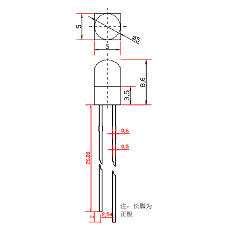 5mm Dome Square Base Mouse Light F5 Square Light Mechanical Keyboard Led Direct Plug Light Bead Infrared 850Nm Manufacturer