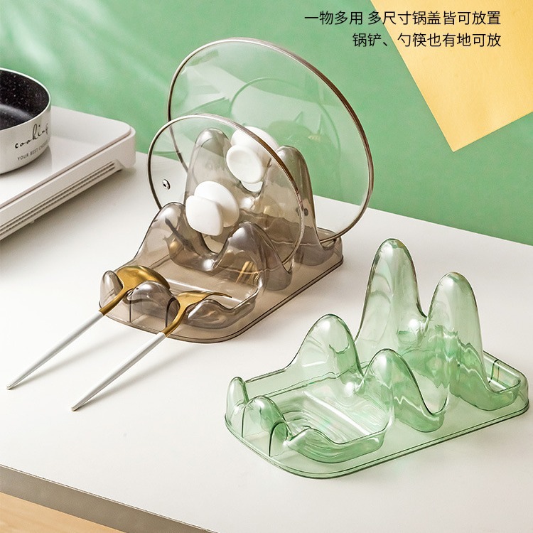 Light Luxury Double-layer Pot Lid Chopping Board Rack Kitchen Countertop Transparent Spatula Spoon Drain Rack Chopping Board Storage Rack Placer
