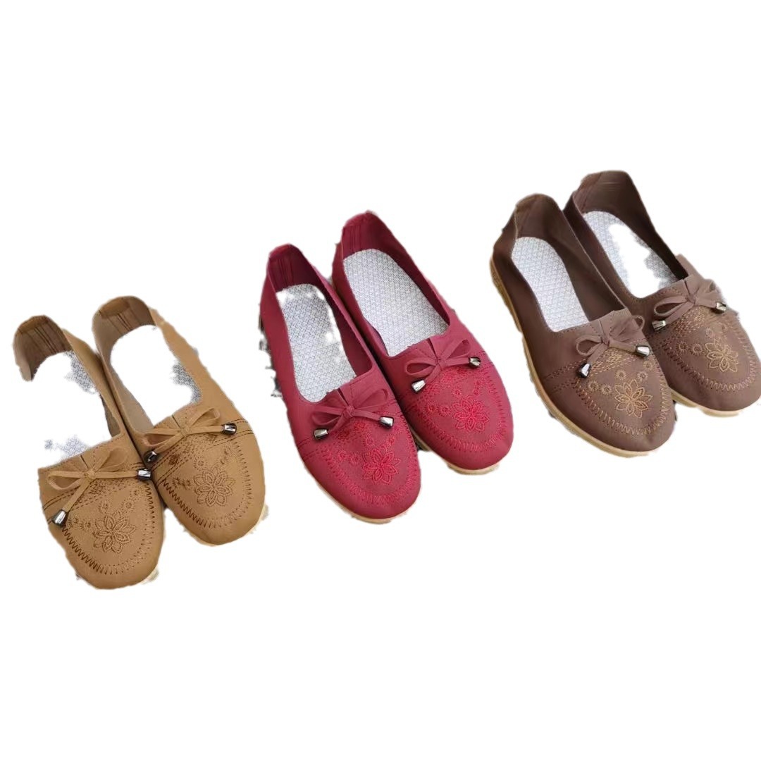 New Style Old Beijing Cloth Shoes for Women, Flat Shoes, Slip-On, Breathable Leather, Casual, Versatile, for Mothers
